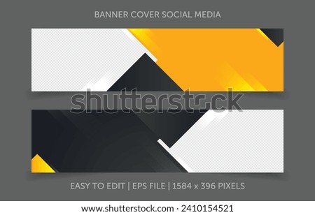 banner set black yellow abstract background. Template design banner cover social media. 