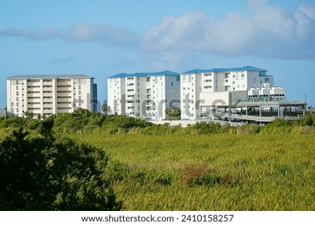 Scenic view of Modern apartment towers Aruba