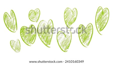 Green lined heart isolated on white background.