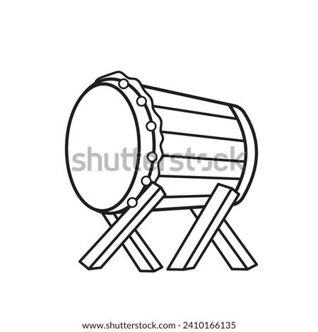 Beduk or Bedug islamic drum icon vector illustration outline isolated on square white background. Simple flat black and white monochrome minimalist cartoon art styled drawing. Royalty-Free Stock Photo #2410166135