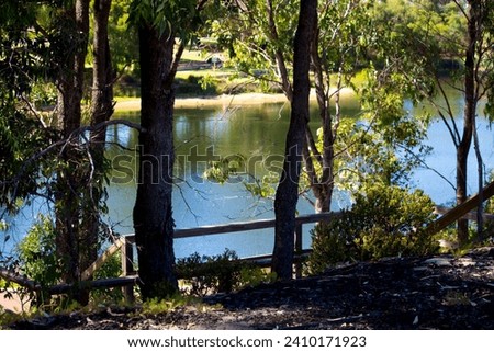 Scenic view of the wetlands and lake at Dalyellup near Bunbury Western Australia which is home to ducks, coots and many other water birds on a fine, though cool summer morning.