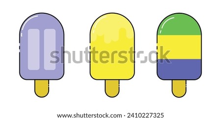 set ice cream lollies or Popsicles vector illustration flat design 