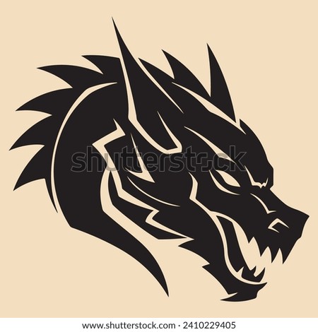 dragon head black silhouette vector Clip art