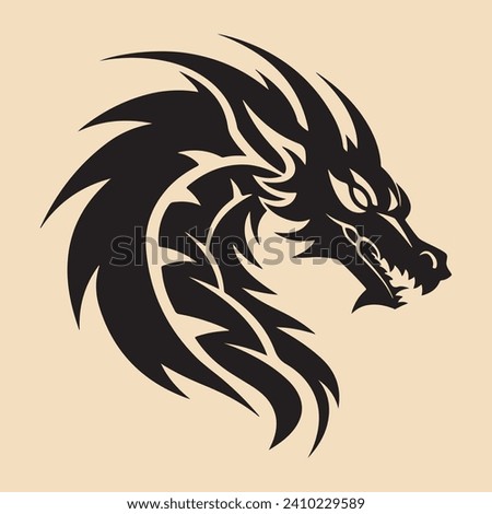 dragon head black silhouette Clip art vector