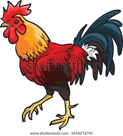 Rooster Chicken Wild Animal Vector Illustration