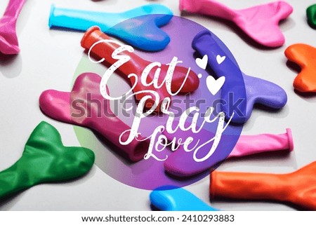 colorful heart shaped balloons grey