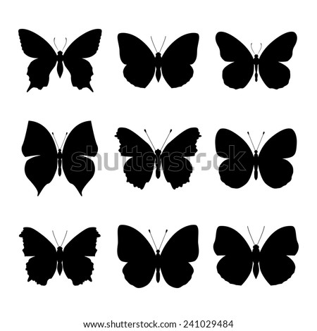 set: Butterfly silhouette