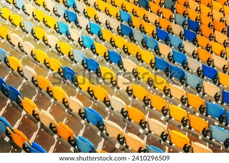 A image of rows of stadium seats