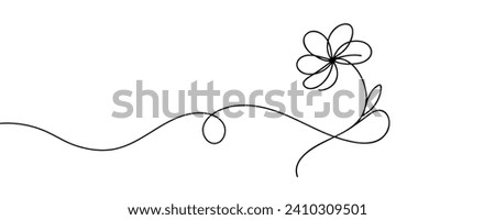 The flower is drawn as a continuous line. Vector illustration.