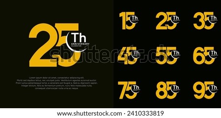 anniversary vector set with yellow color can be use for special day celebration