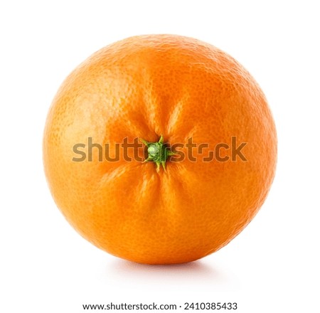 One fresh ripe tangerine, mandarin or clementine isolated on white background Royalty-Free Stock Photo #2410385433