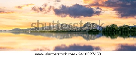Panorama View Forggensee Lake, Fuessen, Bavaria, Germany  Royalty-Free Stock Photo #2410397653