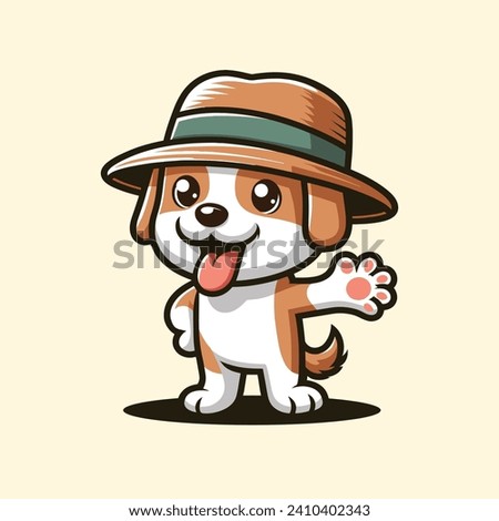 Cute Dog mascot Cartoon Vector Icon Illustration. Animal Nature Icon Concept Isolated Premium Vector. Flat Cartoon Style