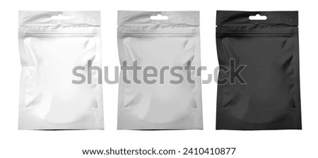 Top view of blank paper pouch food packaging  Royalty-Free Stock Photo #2410410877
