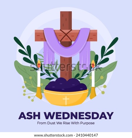 Wooden Cross Ash Wednesday Background Royalty-Free Stock Photo #2410440147