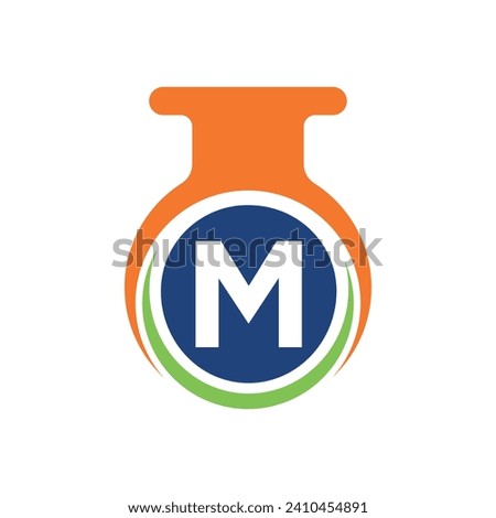 Medical Lab Logo combine with letter M vector template