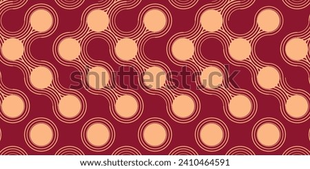 Japanese seamless pattern in oriental geometric traditional style. 3d festive ornament for Chinese new year decoration. Red and gold abstract Asian vector creative motif. Vintage tiger eps 10