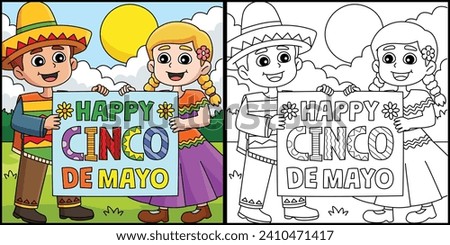 Happy Cinco de Mayo Coloring Page Illustration