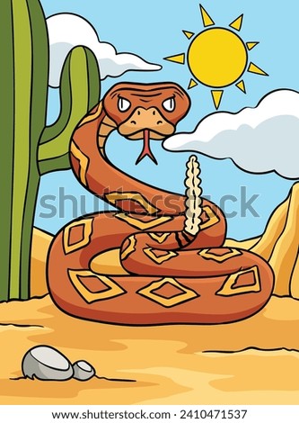 Cowboy Viper Snake Colored Cartoon Illustration