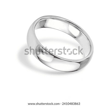 White Gold Wedding Ring Isolated With Shadow on White Background