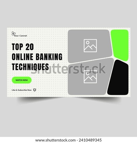 Vector abstract video tutorial thumbnail banner design, online banking techniques video cover banner design, fully customizable vector eps 10 file format