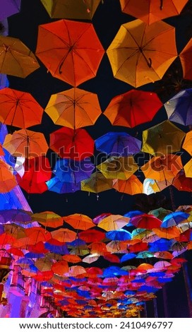 Umbrella decoration, homage to the "Día de Muertos" in Mexico. Beautiful view and perspective. 
