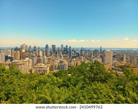 View of downtown Montreal by day from the nearby mountain top