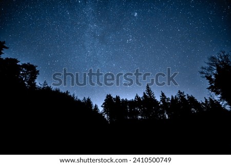 the milky way in the night with pond