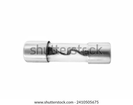 Electric fuses close-up isolated on white​ background.​ Quick Safety Device to protect electronic equipment from overload and short circuit in the electrical system. Royalty-Free Stock Photo #2410505675