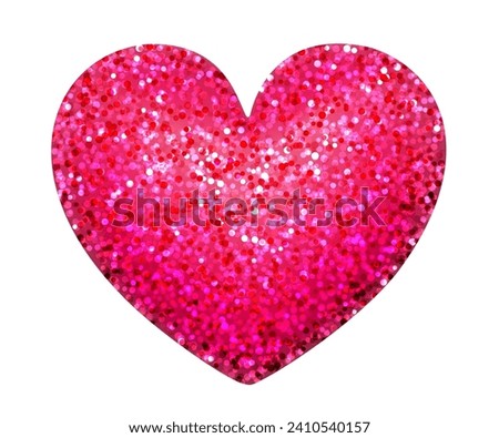 Single 3d pink jelly candy heart with glitters. Happy Valentine's day clip art for banner or letter template. Vector illustration