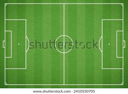 Football field. Soccer ground with green grass texture and frame. Vector illustration