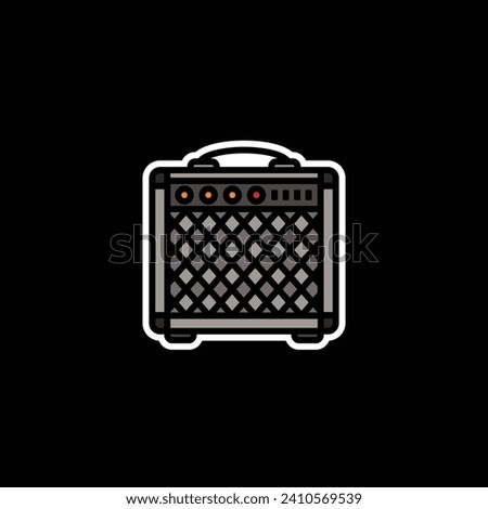 Original vector illustration. The contour icon of the guitar combo amplifier. A design element. Hand drawn, not AI