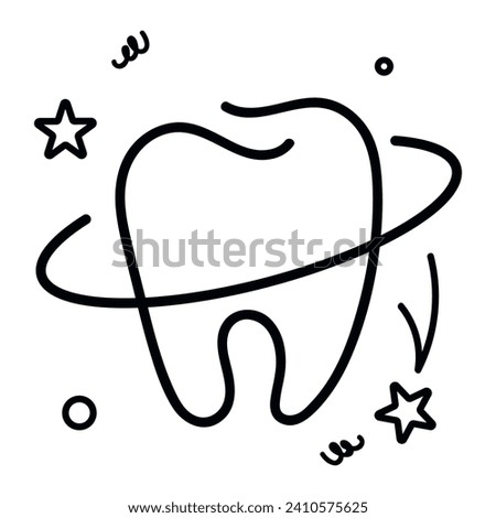 Shiny, healthy tooth vector icon. Outline tooth icon vector illustration. Dentist line icon. Tooth shape symbol vector icon.