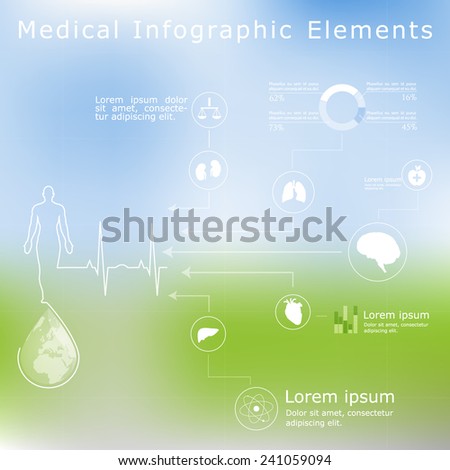 Medical, health and healthcare icons and data elements, infographic