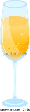 Sparkling champagne flute with bubbles on white background. Celebration drink for festive occasions vector illustration.