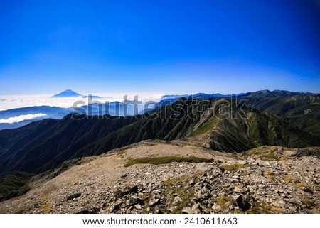 Mt. Fuji and Mt. Notori in the Southern Alps in Japan