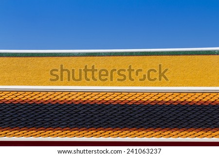 Photo of Roof texture with clear blue sky