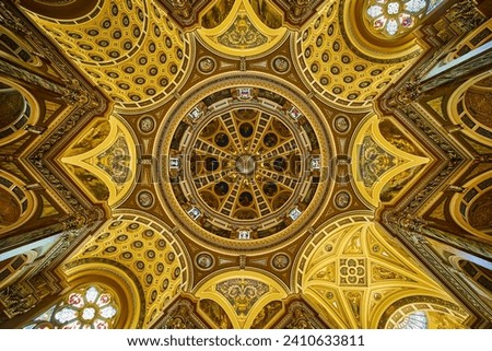 Luxurious Dome Interior of St Josaphat Basilica, Upward View