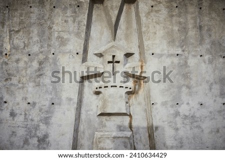 Aged Concrete Church Relief with Rust and Texture Detail