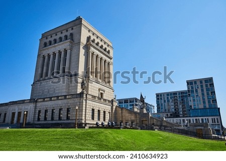 Classical Government Building with Modern Urban Backdrop, Indianapolis