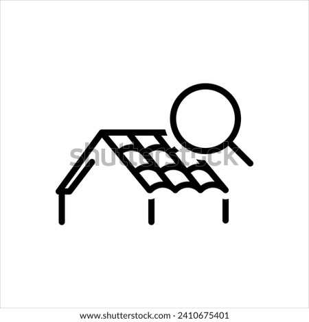 Vector black line icon for roof inspection Royalty-Free Stock Photo #2410675401