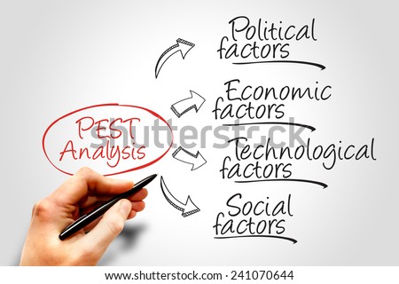 PEST Analysis Strategy Diagram, business concept