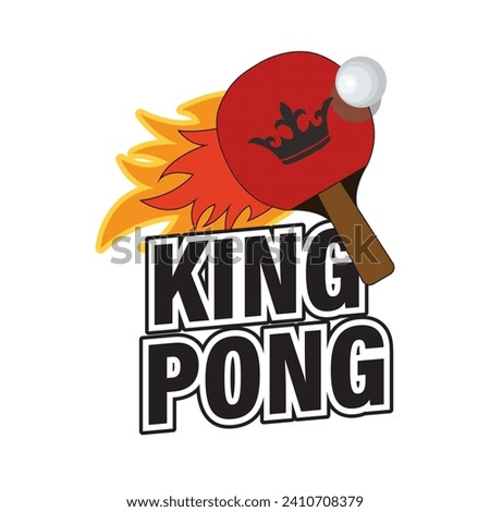 T-Shirt design for the king of ping pong. Table tennis racket with crown logo. Vector illustration for tshirt, website, print, clip art, poster and print on demand merchandise.