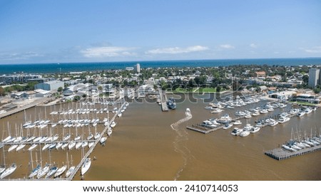 coastline of williamstown, Australia featuring a warship docked at Gem pier Royalty-Free Stock Photo #2410714053