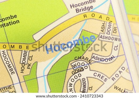 Hocombe, Southampton in Hampshire, England, UK atlas map town name of the area pencil sketch
