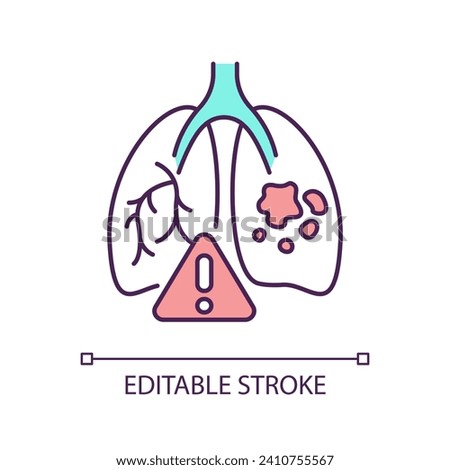 Respiratory disease RGB color icon. Pulmonary illness. Lung cancer. Oncology. Carcinoma. Chronic condition Isolated vector illustration. Simple filled line drawing. Editable stroke Royalty-Free Stock Photo #2410755567