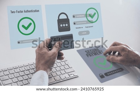 Two factor authentication. Ensure protection, identification concept. Security of online accounts.