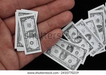 Miniature Dollhouse USD Dollar Bills Paper Money in Hand