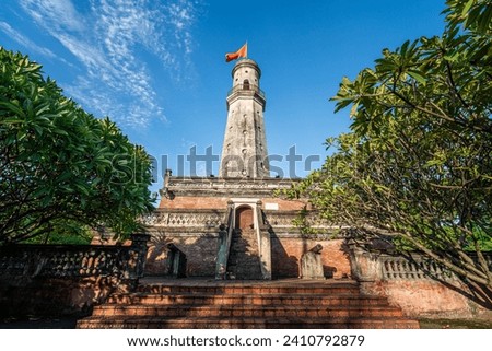 view of flag tower in Nam Dinh city. A flag tower of Nam Dinh is one of the four flag towers erected in the early 19th century in vietnam. Travel and landscape concept