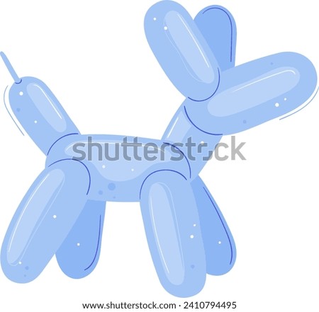 Blue balloon animal dog on white background. Balloon twisting art and children's party decoration vector illustration.